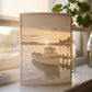 A boat as a 3D Moment, glowing on a windowsill