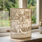 A family photo as a 3D Moment, glowing on a windowsill