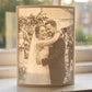 A wedding photo as a 3D Moment, glowing on a windowsill