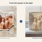 A damaged old photo restored and printed as a glowing 3D Moment